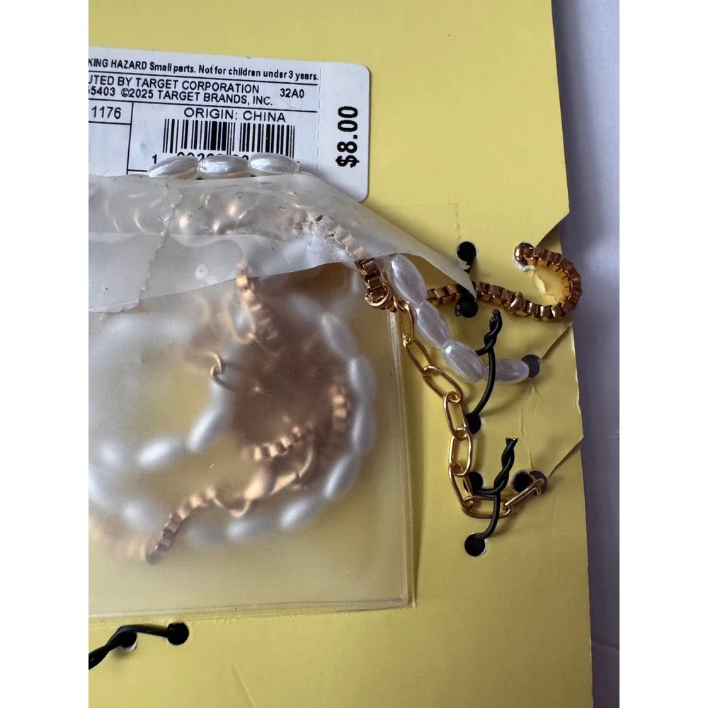 Art Class Girls 3pc Necklace Set Gold Tone Faux Pearl Heart Charms KNK4468501